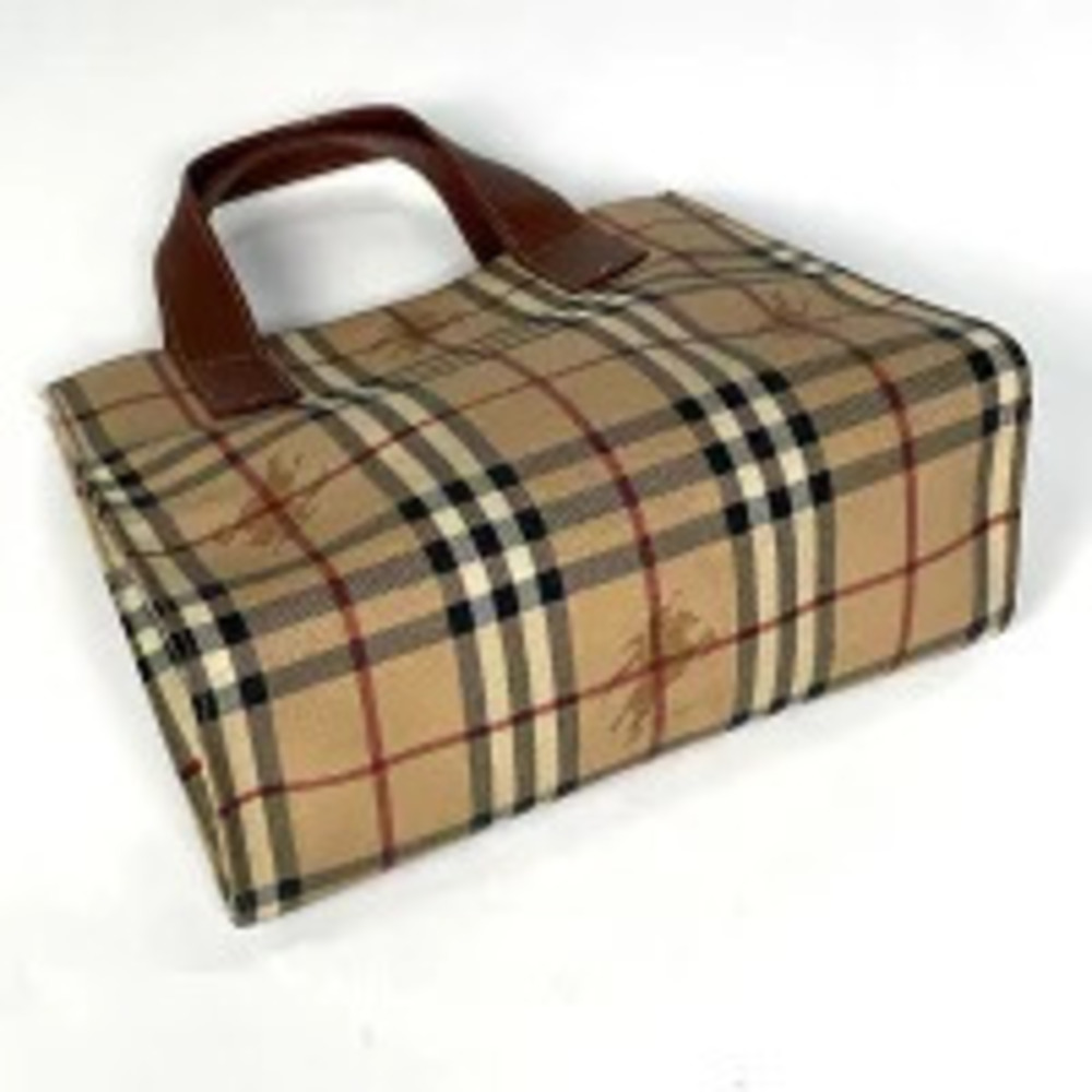 Burberry bag brown canvas check handbag tote Brown